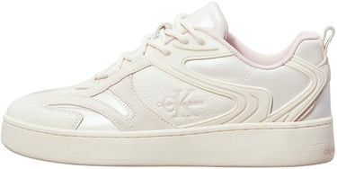 Calvin Klein Jeans Women's Basket Cupsole Low ML Mix YW0YW01567 Sneakers, White (Creamy White/Peach Whip), EU on Sale